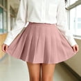 thumbnail image 4 of Purcolt Women's Pleated School Uniform Skirt, High Waist Mini Length A-Line Pull-On Silhouette Smooth Woven Preppy Soft Feel for Travel and Everyday Wear, 4 of 6