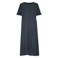 thumbnail image 4 of Robes pour Femmes 2024 Été Surdimensionnée Poche Décontractée Ample Col Rond Manches Courtes Longue Robe 50 % de Rabais Liquidation!, 4 of 6