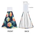 thumbnail image 3 of Yayeee Kitchen Hanging Hand Towels Set of 2 with Loop Bathroom Absorbent Tie Towel, Blue Cubes, 3 of 7