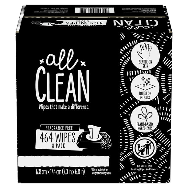 All Clean Plant Based Baby Wipes, Unscented, Sensitive, 464 Ct, 8 pk