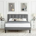 thumbnail image 2 of VECELO Twin/Full/Queen Upholstered Bed Frame with Adjustable Headboard, No Box Spring Needed/Easy Assembly, Dark Gray, 2 of 6