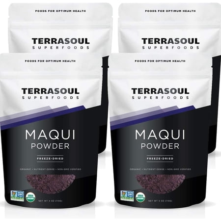 Terrasoul Superfoods Organic Maqui Berry Powder, 1 Lb (4 Oz 4-Pack) - Freeze-Dried, Antioxidant-Rich Superfood for Smoothies, Desserts, and Immune Support