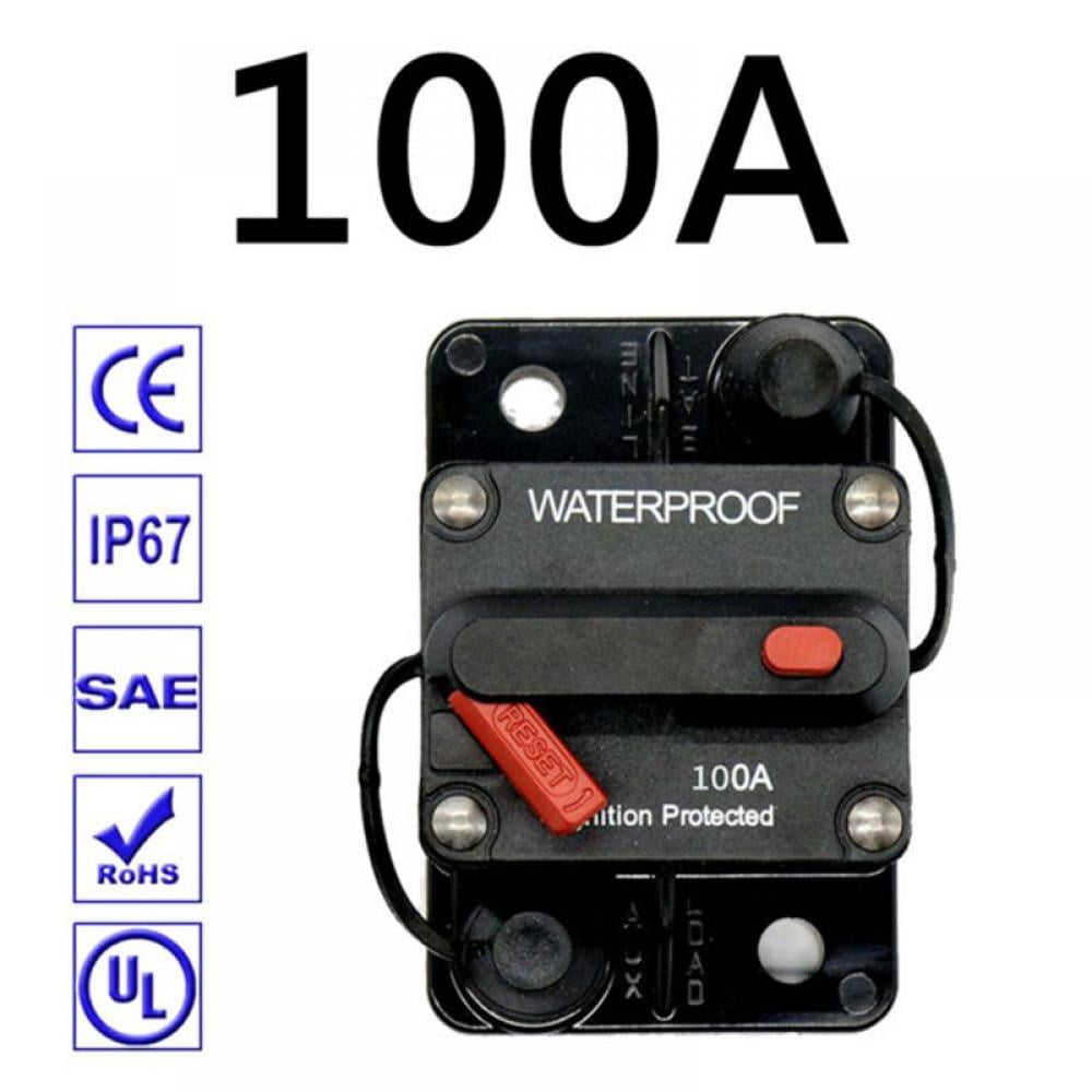 H HILABEE 12V-72V DC 250Amp Circuit Breaker Trolling Motor Auto Car Marine Boat Stereo Audio Inline Fuse Inverter with Manual Reset Button 