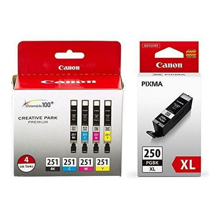 canon プリンターインク Canon PGI-250XL Black, CLI-251 B/C/M/Y Ink Cartridges, High Yield