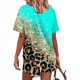 thumbnail image 3 of ICHUANYI Clearance Fashion Women Casual Print Short Sleeve Button Tops Nightwear Shorts Sleepwear Sets(Blue, S) ICHUANYI WER2023080911447, 3 of 5