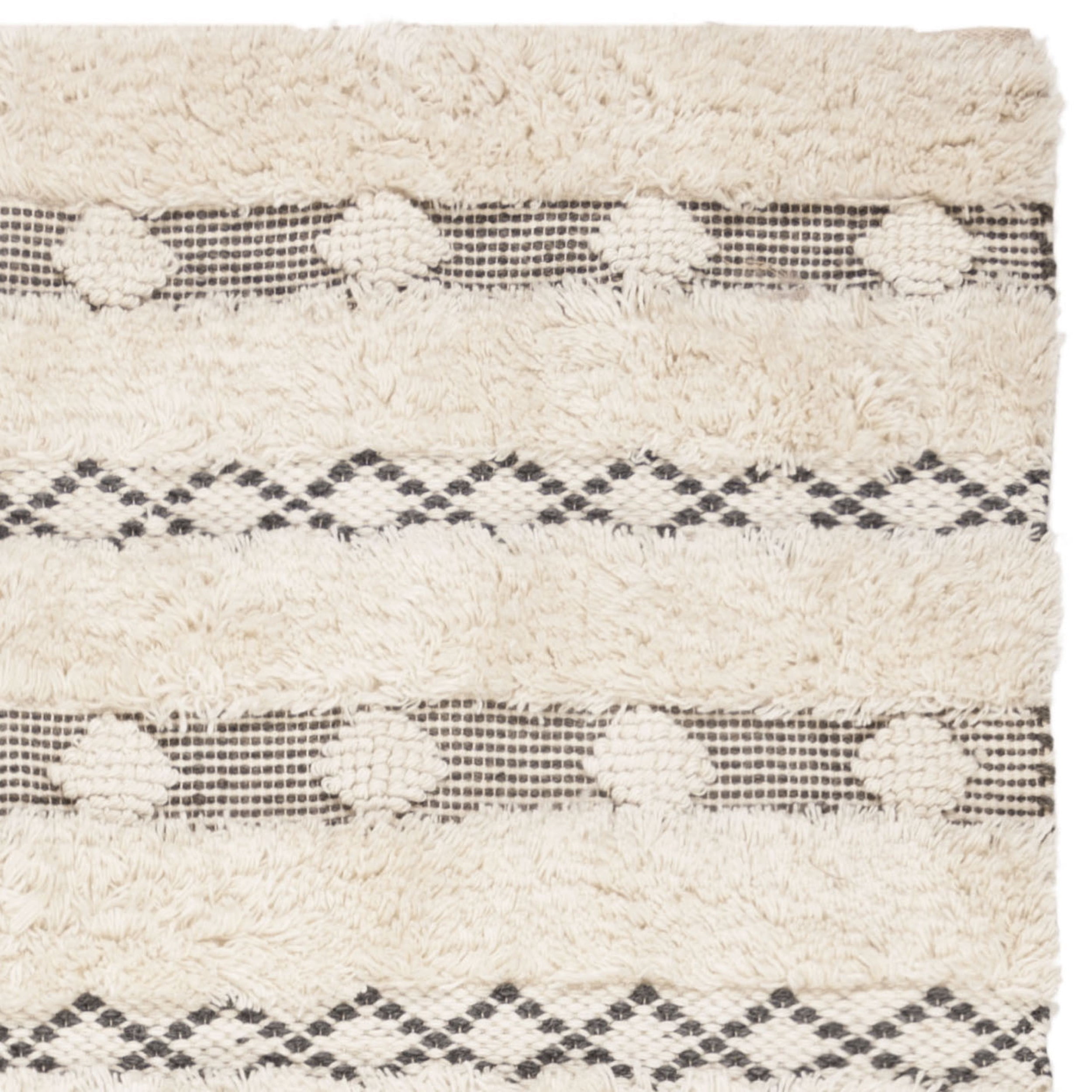 SAFAVIEH Natura Jazmyn Geometric Striped Braided Wool Area Rug, Ivory/Grey, 8' x 10'