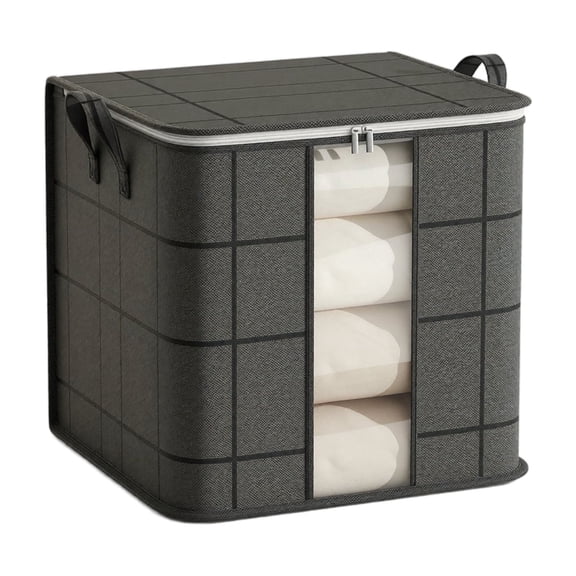Large Storage Bags with Zipper, Heavy Duty Moving Bags, Storage Bins with Lids โ Clothes Organizers and Storage Visible Window Fabric Organizer for Closet Bedding Bedroom Dormitory Moving Ues