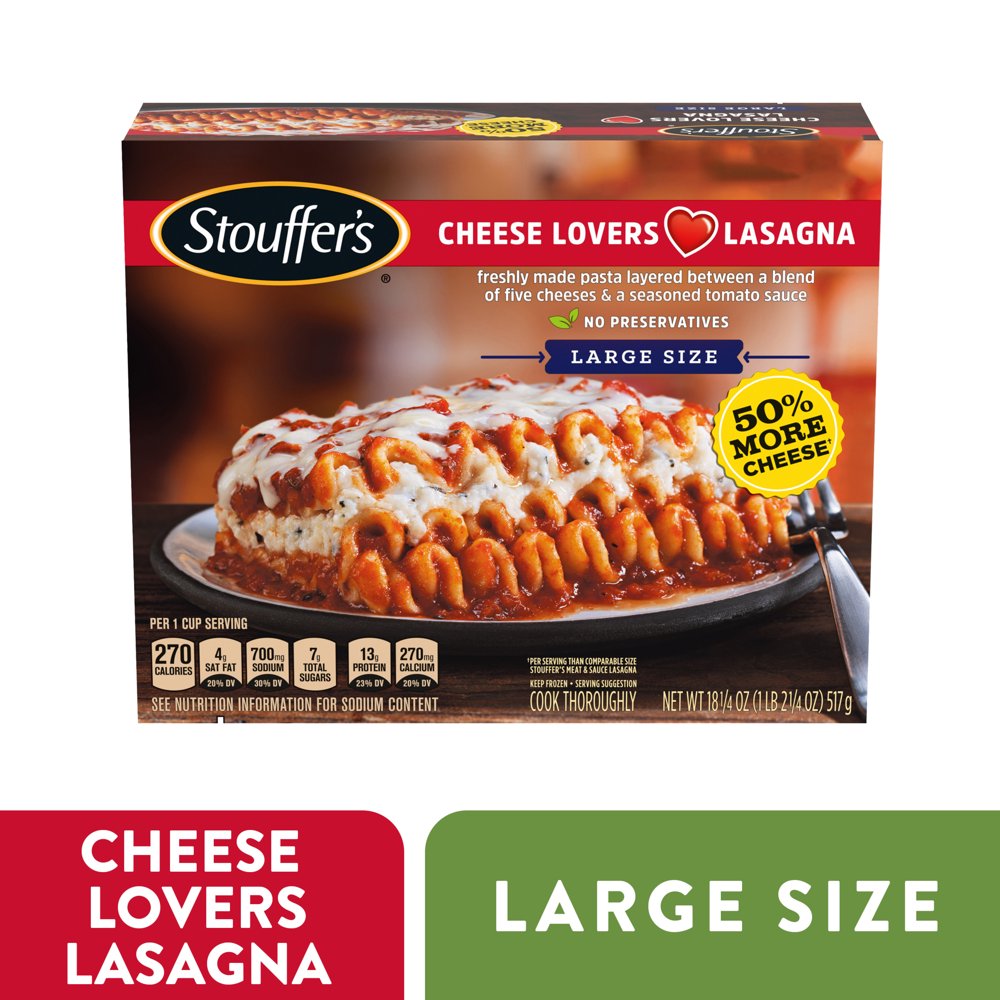 Stouffer's Large Size Cheese Lovers Lasagna Frozen Meal 18.25 oz