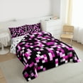 thumbnail image 4 of Manfei Abstract Pixel Bedding Comforter Set,Minimalism Geometric Checkered Twin Comforter Sets,Pink Black Bedding Set For Girls Boys,Super Cozy Room Decor Reversible,2 Pieces, 4 of 9