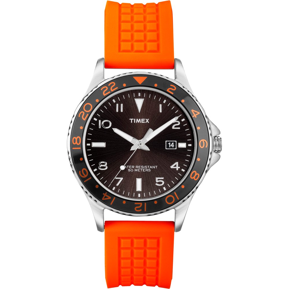 Timex Men's T2P031 Orange Analog Quartz Watch with Black Dial