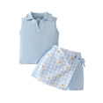 thumbnail image 1 of Sunnyoo Infant Girls Outfits Sleeveless Ribbed Tank Top Floral Plaid Shorts 2-Piece Set, 1 of 3