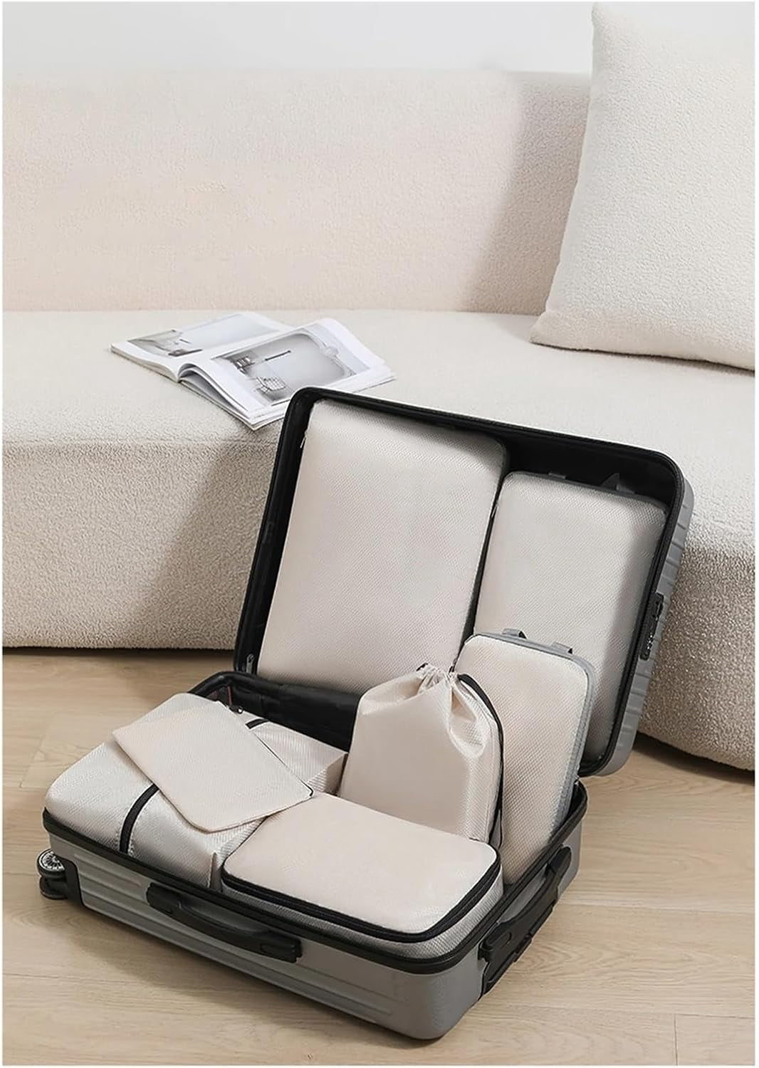 Compression Packing Cubes for Travel, Hanging Vacuum Storage Bags, Compression Bags, Lightweight Luggage Organizer