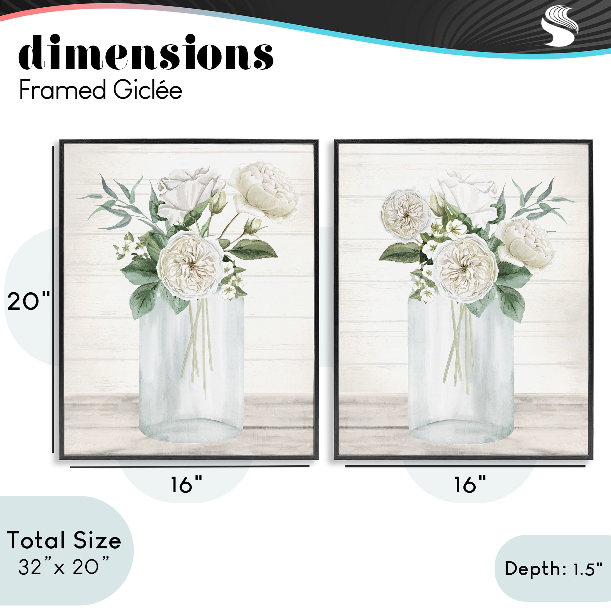 Stupell Industries Soft Patience Flowers 2 Piece Black Framed Giclee Art Set, design by Kim Allen