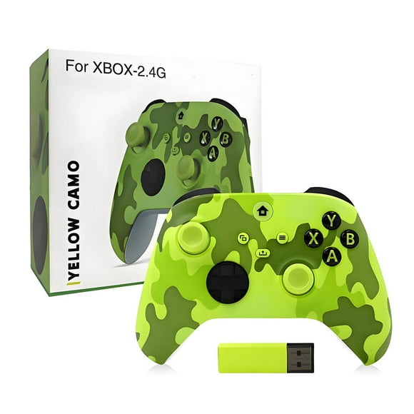 YOPTOP Manette Sans Fil pour Xbox One, Manette Pc à Fonctionnement Fluide, Joystick de Jeu à Action Douce, Manette de Jeu Immersive et Adaptative pour Xbox Camouflage Vert, Camouflage Vert