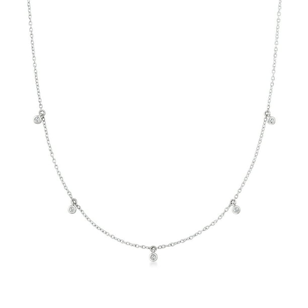 Ross-Simons 0.10 ct. t.w. Diamond Station Necklace in 14kt White Gold