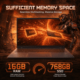 thumbnail image 3 of Laptop, 15.6" FHD IPS Gaming Laptop AMD Ryzen 7 5825U 16GB RAM 768GB SSD Backlit Keyboard Windows 11 Gray, 3 of 8