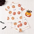 thumbnail image 2 of FYDUU Halloween Girls Pajamas Set Pumpkin Print Short Sleeve Top and Shorts Kids Sleepwear Holiday Pajama Sets for Girls Daily Loungewear 9-10 Years, 2 of 9