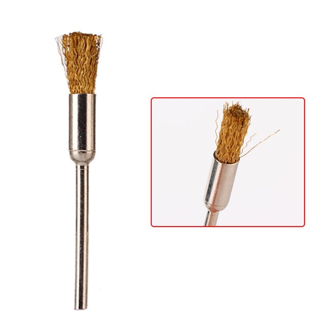 Cepillo de limpieza de alambre pulido 10 piezas Cepillo de limpieza en forma de pluma de cobre para brillo para herramientas redondas planas para pulido de joyas para proceso