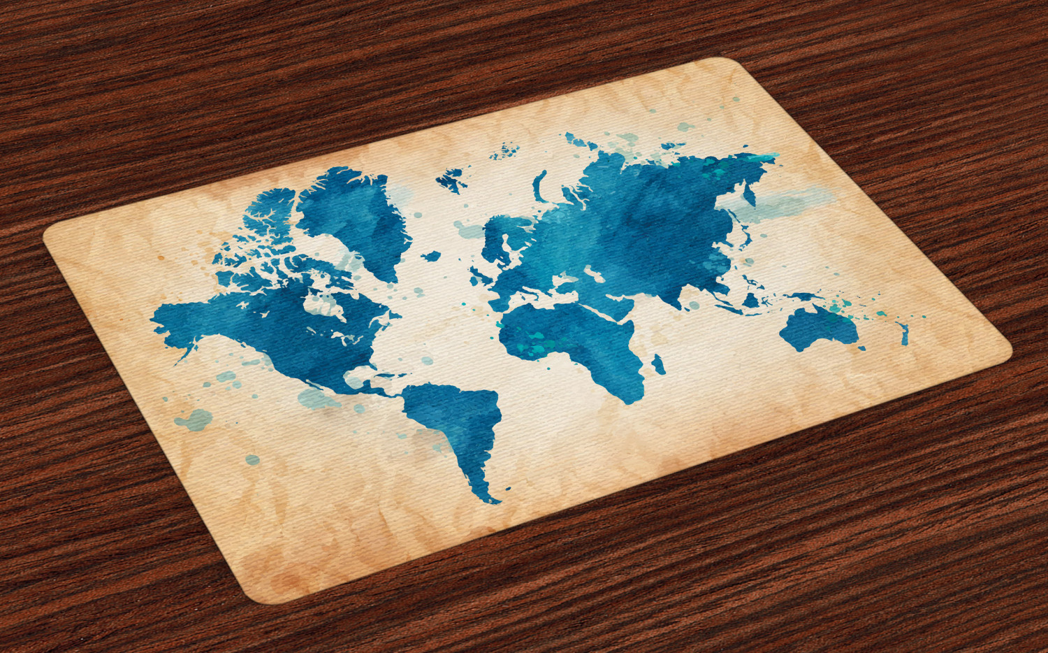 Map Placemats Set of 4 Artistic Vintage World Map with Watercolor