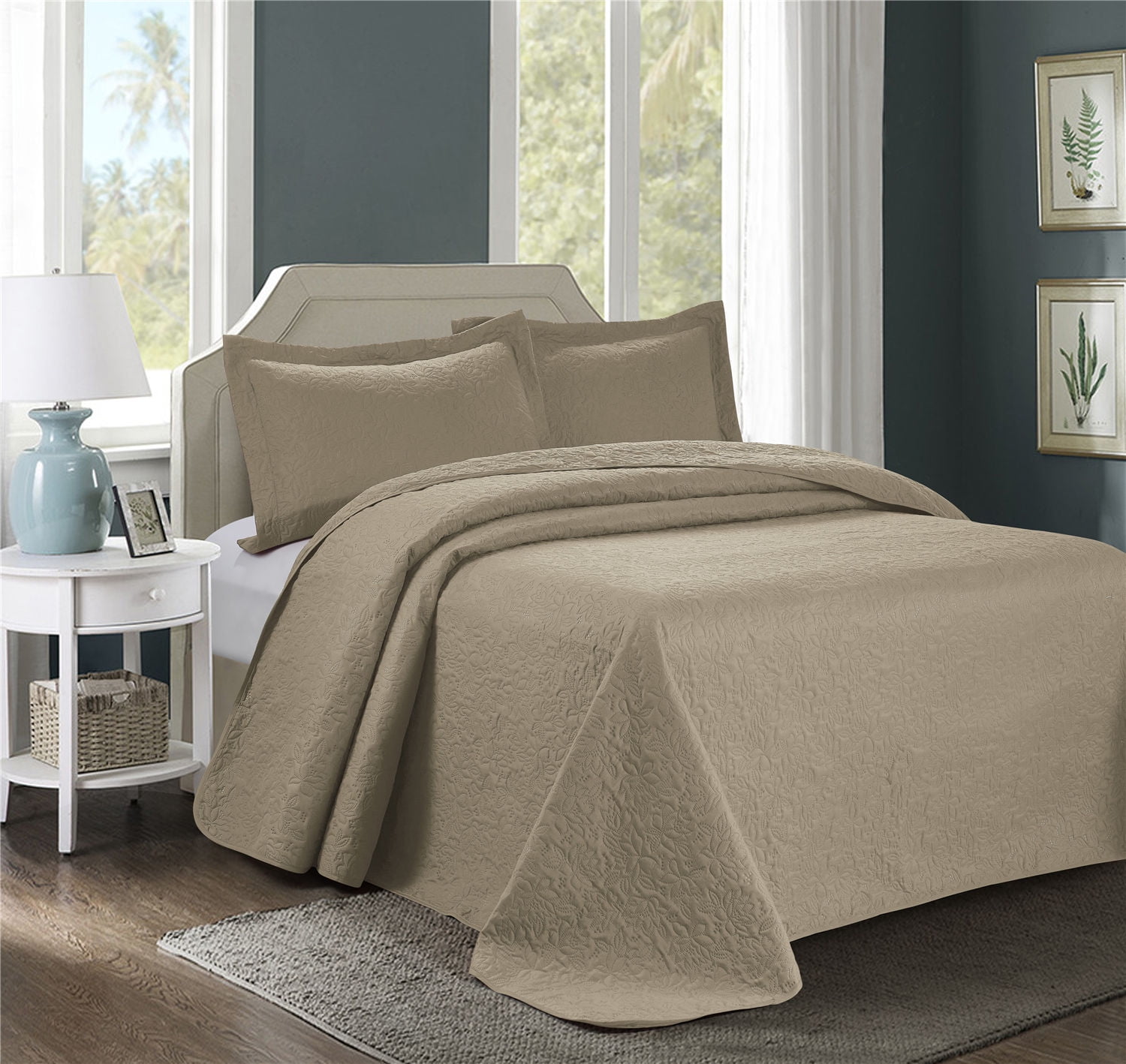 Unique Home JULES Bed Spread 3 Piece Loosely Set Ultrasonic Embossed