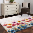 thumbnail image 3 of Spring Floral Area Rugs 3x5 ft Watercolor Red Orange Blue Flower Plant Washable Rug Non Slip Indoor Carpet Absorbent Floor Mat for Living Room Bedroom Dining Room, 3 of 9