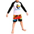 thumbnail image 5 of Swimsuits For Boys' Beach Style Two Piece Swimsuit Set Long Sleeve Top & Swim Shorts With Palm Tree & Sunset Print Quick Dry Upf 50+ For Surfing Pool Bathing Suit For Kids, 5 of 6