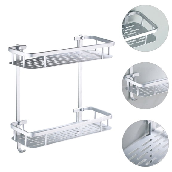 MLINS  2 Tier Shelf Drying over The Toilet Storage Shelving Silver