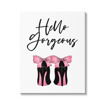 Stupell Industries Hello Gorgeous Pink Bow Heels Botanical & Floral Painting Gallery Wrapped Canvas Print Wall Art