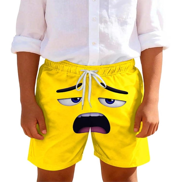 Swim Trunks for Boys Toddler Solid Color Print Breathable Pocket Shorts 1Pc