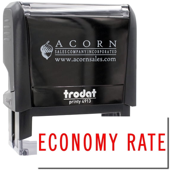Large Self-Inking Economy Rate Stamp, Trodat Printy 4913, Press and Print Stamping, Impression Size 7/8" x 2-1/4", Up to 10,000 Impressions - Red Ink