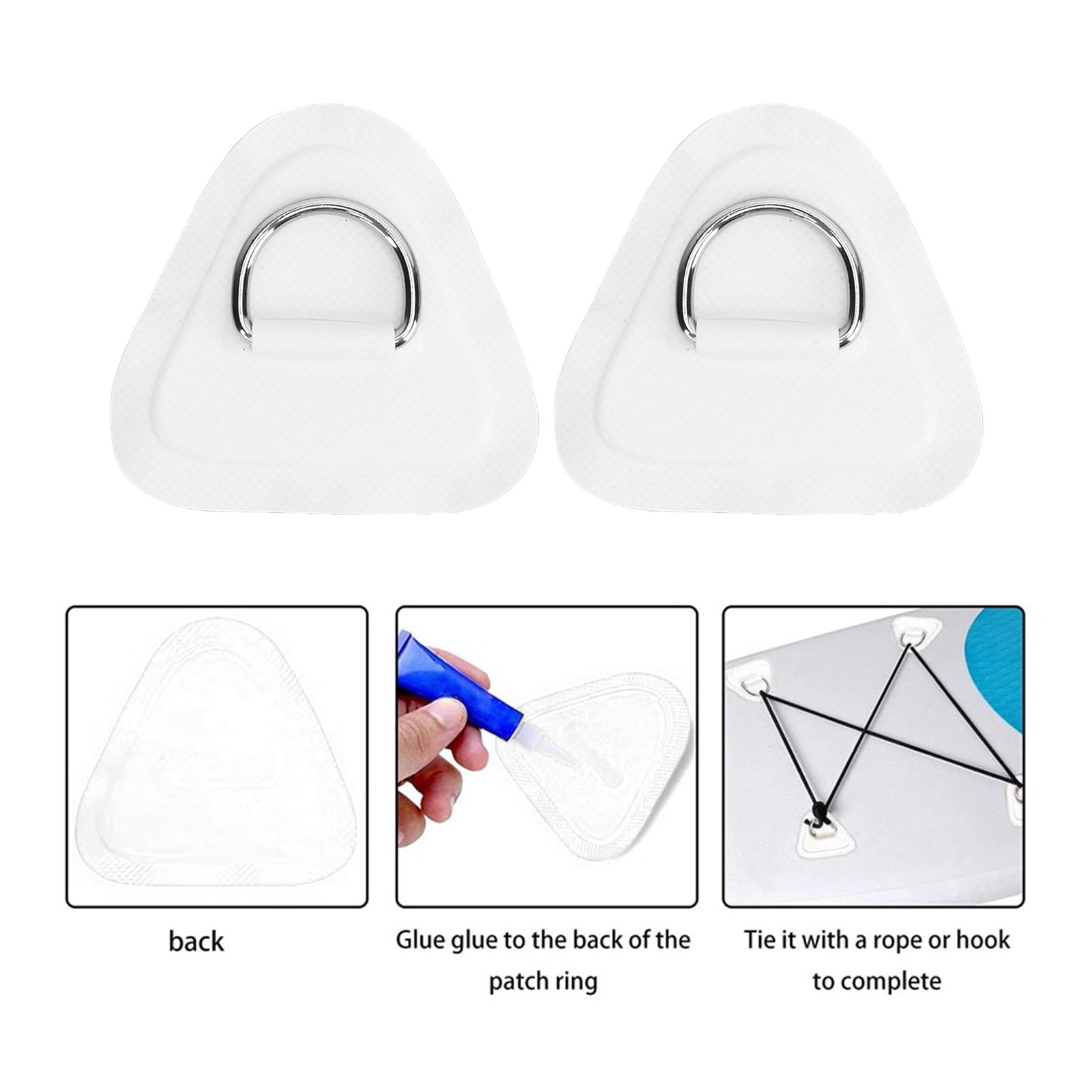 Lot De 8 Anneaux En D En PVC Et Acier Inoxydable - 8x8 Cm, Pour Fixation Sur Kayaks, Planches à Pagaie Gonflables, Bateaux