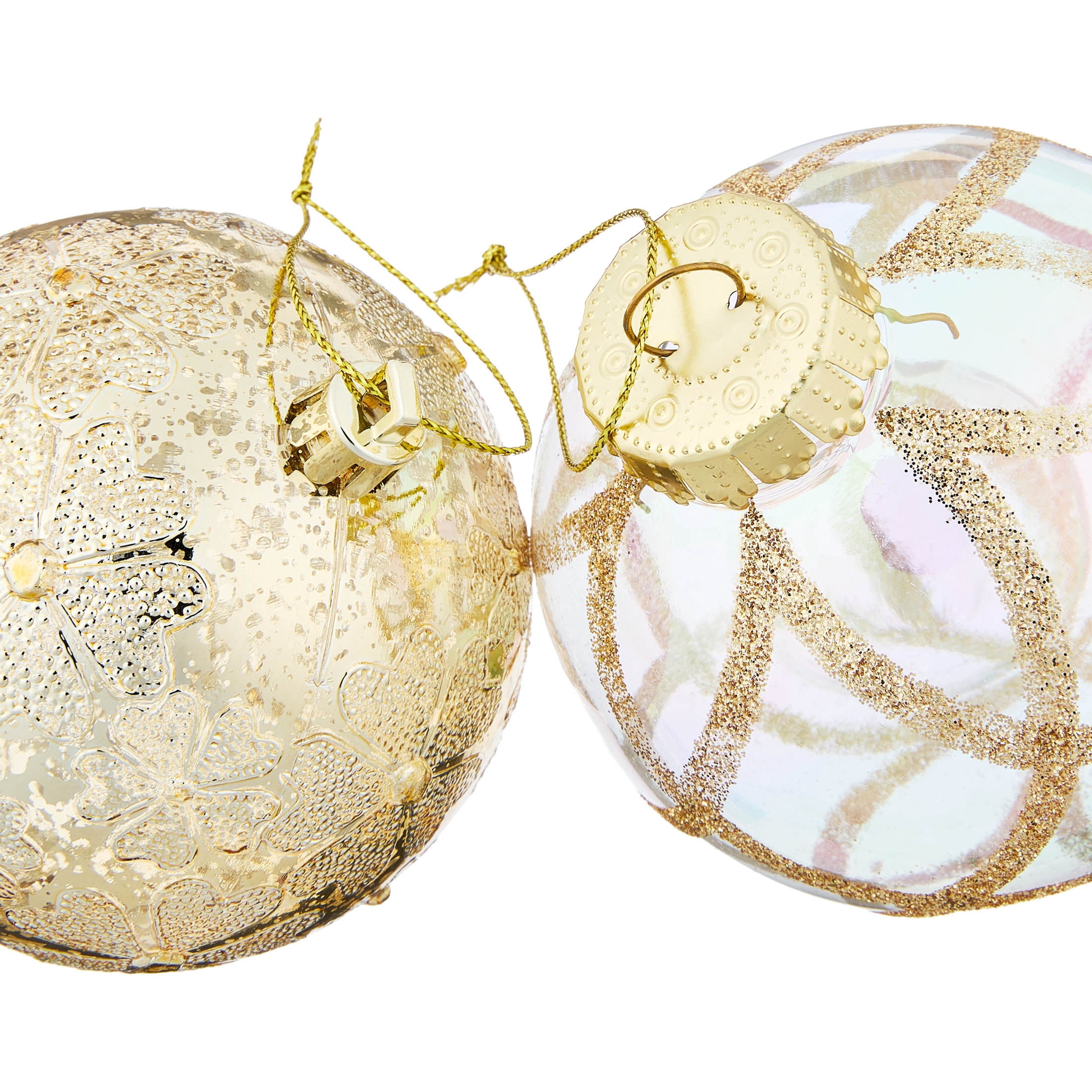 8-Count Gold and Iridescent Vintage-Style Shatterproof Christmas Ornaments, 4.3", by Holiday Time