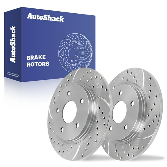 AutoShack 12.01" (305 mm) Rear Solid Drilled & Slotted Brake Rotors Coated | Replacement for 2008-2016 Dodge Grand Caravan 2009-2013 Dodge Journey | Silver Zinc Coated | 2-PC Set | SilverShield Pro