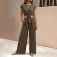thumbnail image 3 of EazyTech Women 2 Piece Lounge Sets 2026 Casual Summer Outfits Cap Sleeve Strappy Crop Tops Wide Leg Pant Tracksuit, 3 of 6