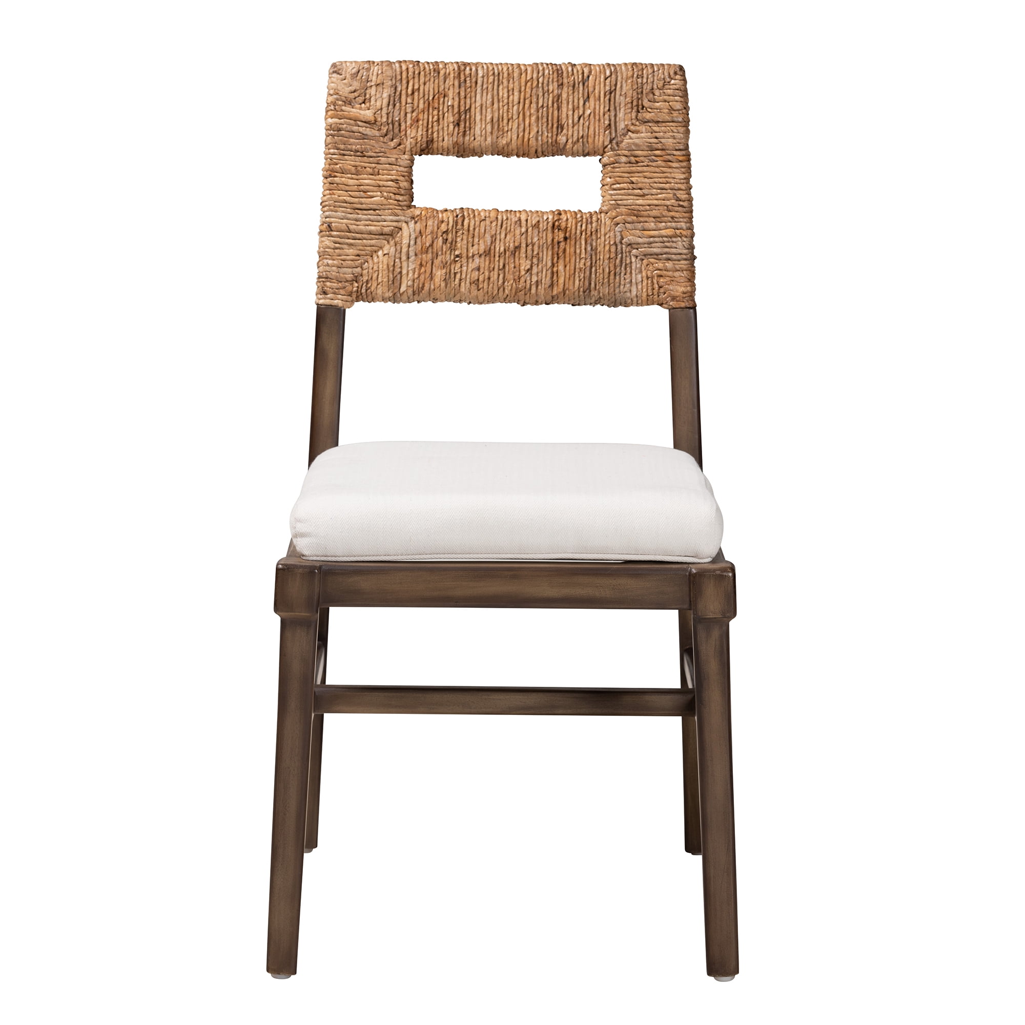 bali & pari Porsha Modern Bohemian Dark Brown Finished Mahogany Wood and Rattan Dining Chair