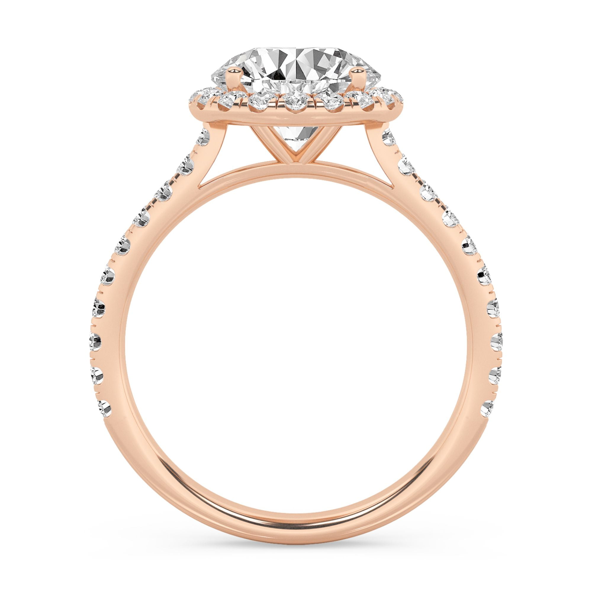 AFFY Halo Solitaire Engagement Rings For Women, 2.50 Carat (ctw) Lab Created Moissanite Promise Rings For Her In 14k Rose Gold Over Sterling Silver | VVS1 Quality Ring Size-10