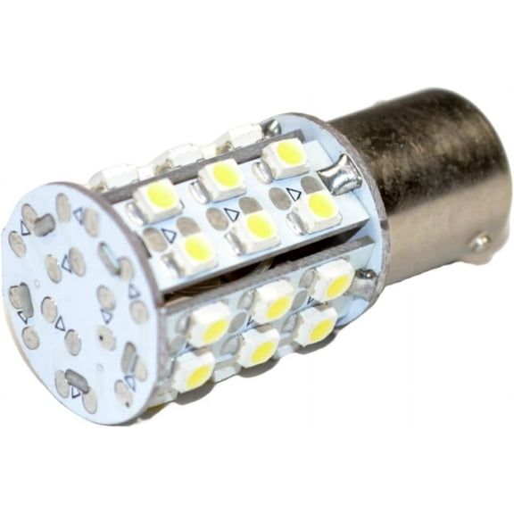 HQRP BA15s Bayonet Base 30 LEDs SMD 3528 LED Bulb Warm White for #93 #1093 Bargman 30-78-533 Casita RV Porch / Bath Lights Replacement