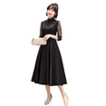 thumbnail image 3 of Vestido negro corto elegante para mujer, de largo medio, ajustado, adelgazante, para fiesta de cumpleaños y noche, 3 of 6