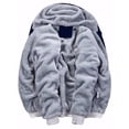 thumbnail image 6 of Capreze Men Fleece Hoodies Full Zip Outwear Solid Color Hooded Sweatshirt Thick Plush Jacket Long Sleeve Sherpa Lined Sweatshirts Coat (W03) Blue 3XL, 6 of 6