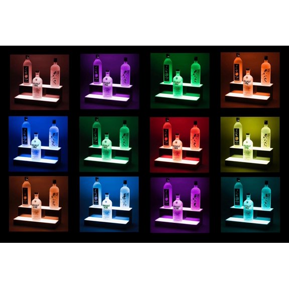 LED Lighted Shelf Display for Liquor, 16 Inch, Wireless Remote with 16 Colors, No Assembly Needed