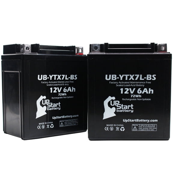 2-Pack Replacement 2002 Suzuki GZ250 250CC Factory Activated, Maintenance Free, Motorcycle Battery - 12V, 6Ah, UB-YTX7L-BS