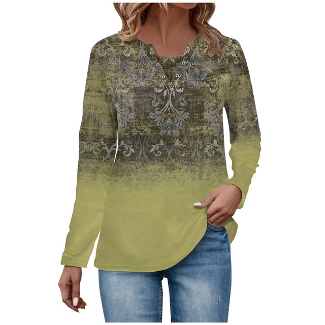 Lolmot T-shirt Bas Ajusté à Manches Longues pour Femmes en Peluche Imprimée à Col en V Patchwork
