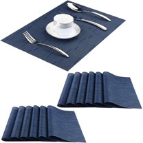 Vinyl Placemats Set of 12 Washable Durable Kitchen Placemats Easy to Clean Plastic Placemats for Dining Table (Midnight Blue)