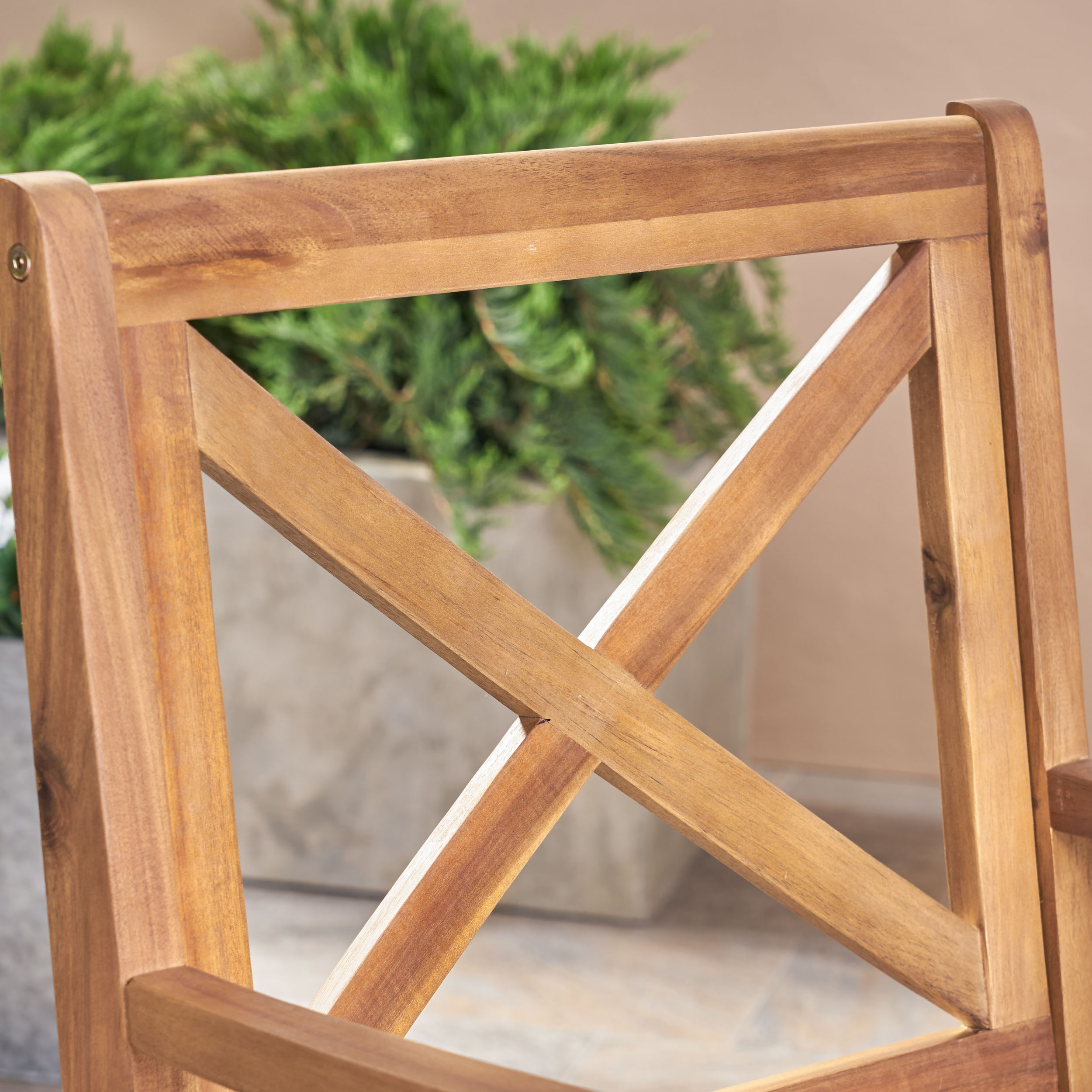 Outdoor Acacia Wood Dining Chair with Cushions, Teak,Green - image 4 of 6