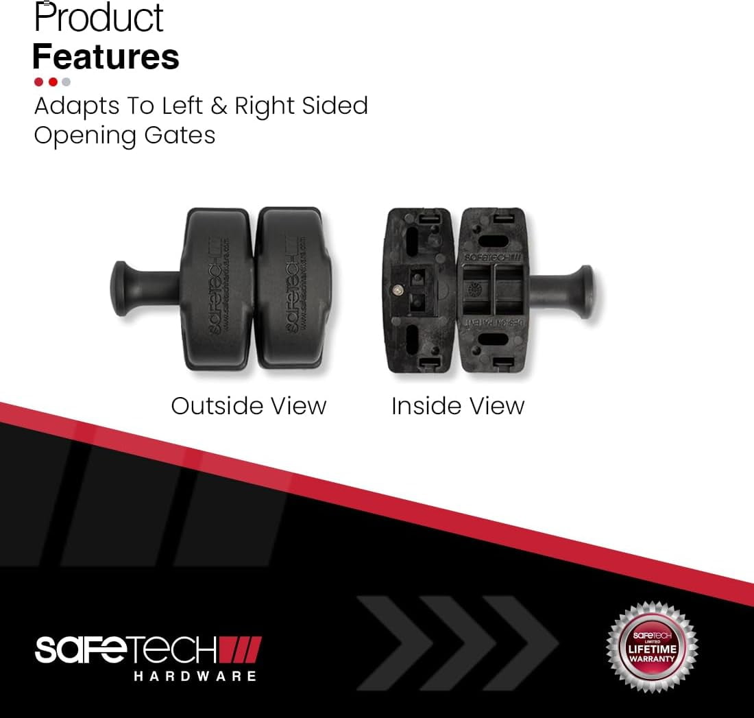 Safetech Hardware Magnetic Side Pull Gate Latch | General Purpose Magnetic Gate Latch for Aluminum/Metal Fences | Industrial Strength Self-Latching Fence Pull SLG-150KB - Black
