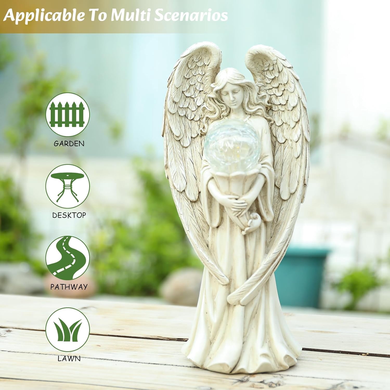 Garden Angel Outdoor Statue - Solar Powered Garden Angel Figurine for Garden Outdoor Decoration, Perfect Gift