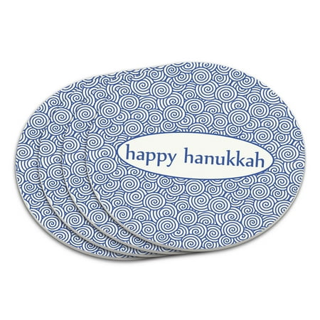 

Happy Hanukkah Swirls Blue Coaster Set