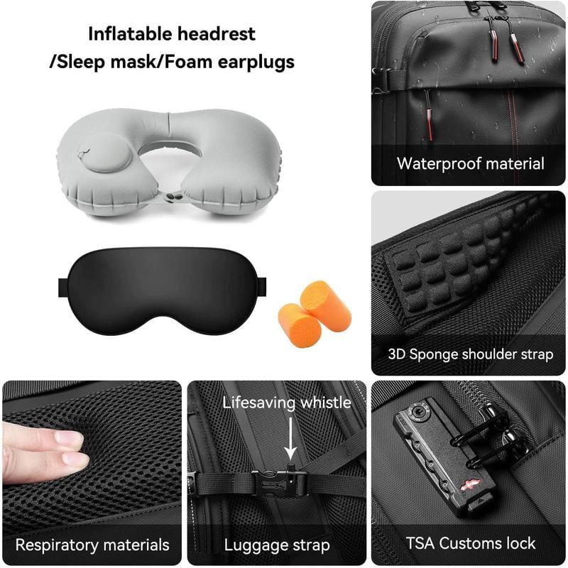 Vacuum Backpack for Travel Water Resistant , Kabaqoo 60L Expandable Vacuum Compression Bag with Electric Vacuum Pump, TSA Lock, Wet Dry Separation, Gifts