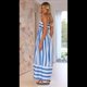 thumbnail image 5 of Vestido Holgado con Espalda A Rayas y Fruncido para Mujer, Tirantes Finos, Aberturas y Vuelo. Azul L, 5 of 10