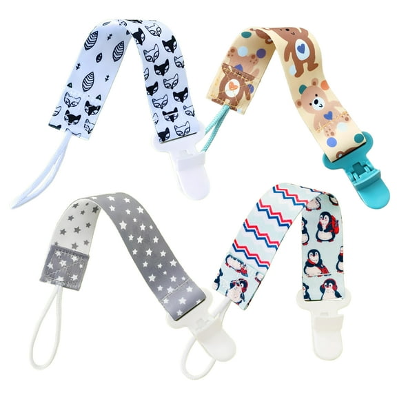 TELOLY 4 Pcs Pacifier Clip Flexible Band Material Pacifier Clip Durable Material Innovative Features Pacifiers,Set8